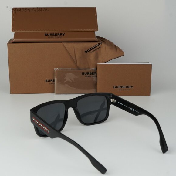 Burberry Men Sunglasses Black Grey Polarized Rectangle BE4358 KNIGHT 346481 NEW - Picture 6 of 10